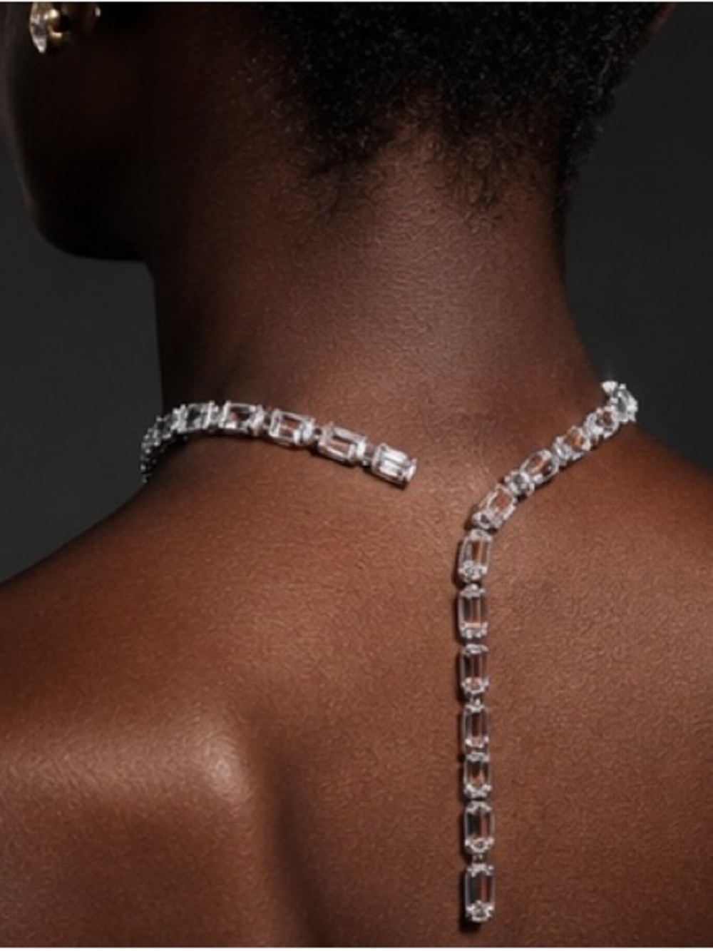 Crystal Baguette Back-Drop Necklace